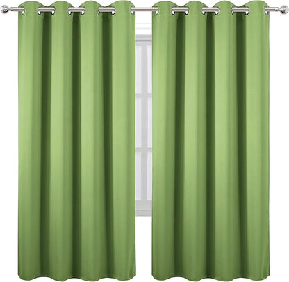 LEMOMO Light Green Thermal Blackout Curtains/52 x 72 Inch/Set of 2 Panels Room Darkening Curtains for Bedroom