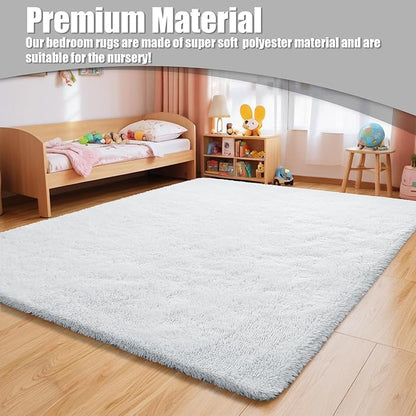 8x10 Fluffy Area Rugs for Living Room,Shag Area Rug for Bedroom,Soft White Fuzzy Rug Non-Shedding Indoor Plush Carpet for Kids Bedroom Nursery Home Decor
