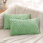 decorUhome Summer Throw Pillow Covers 12x20 Inch Set of 2, Soft Plush Faux Wool Light Sage Green Solid Couch Pillow Covers, Accent Farmhouse Neutral Rectangle Pillow Cases for Sofa Bed Living Room