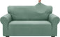 ZNSAYOTX 1 Piece Jacquard Couch Covers for 2 Cushion Couch High Stretch Loveseat Slipcover for Pets Dogs Anti Slip Love Seat Sofa Slipcover Furniture Protector (Medium,New Pattern Pea Green)
