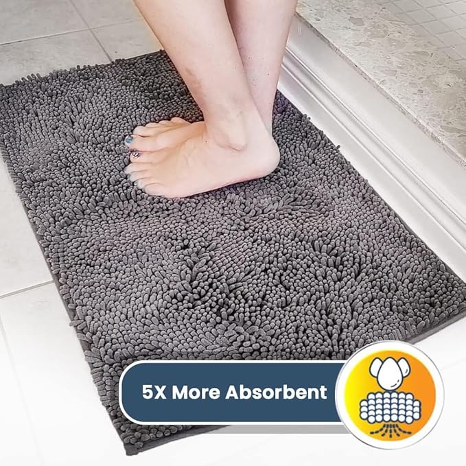 Muddy Mat® | Super Absorbent Door Mat Indoor, Microfiber Quick Dry Chenille Entryway Rug, Non-Slip Front Door Mat, Indoor Mats for Entryway, Machine Washable Pet Rug, Grey XXXL 72"X48"