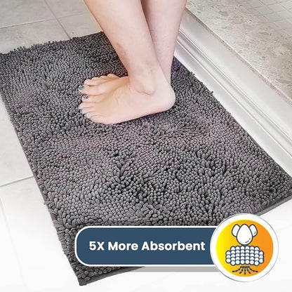 Muddy Mat® | Super Absorbent Door Mat Indoor, Microfiber Quick Dry Chenille Entryway Rug, Non-Slip Front Door Mat, Indoor Mats for Entryway, Machine Washable Pet Rug, Grey 36"x60"