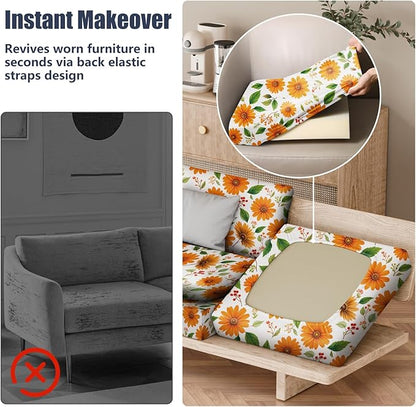 8Pcs Stretch Patio Cushion Covers, Outdoor Couch & Sofa Replacement Slipcovers for Patio Furniture Cushion Covers, Washable Reusable Furniture Protector