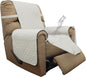 ISSUNTEX Double Protection 100% Waterproof Recliner Covers for Living Room, Reversible Furniture Protector Recliner Couch Sofa Slipcover for Dogs, Pets, Kids (Recliner, Ivory/Ivory)