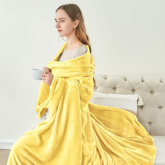 BEDELITE Fleece Blanket Light Yellow Throw Blankets for Couch & Bed, Luxury Plush Cozy Fuzzy Blanket 50x60 inches, Super Soft Warm Lightweight Throw Blanket for Travel Camping