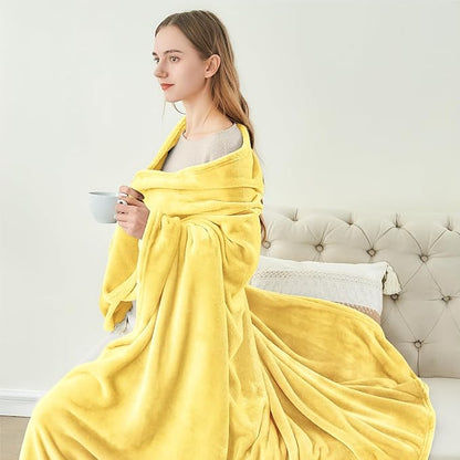 BEDELITE Fleece Blanket Light Yellow Throw Blankets for Couch & Bed, Luxury Plush Cozy Fuzzy Blanket 50x60 inches, Super Soft Warm Lightweight Throw Blanket for Travel Camping