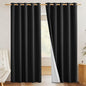 NICETOWN Vintage Open Linen Weave Flax Thermal Black Curtains for Holloween Decoration, 100% Blackout Curtains 84" Long 2 PCs for Dining Room, Soundproof Window Treatment Drapes for Hall Room