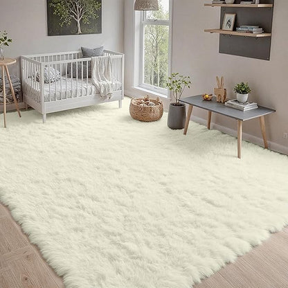 4x6 Area Rugs for Living Room Rug: Soft Fluffy Shag Cream White Rugs for Bedroom, Non-Slip Large Fuzzy Plush Rug Indoor Floor Carpet for Nursery Kids Boys Girl Room, Dorms, Playroom, Modern Home Decor