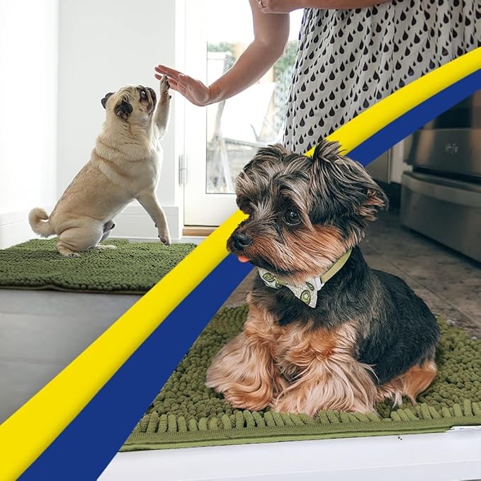 Muddy Mat® | Super Absorbent Door Mat Indoor, Microfiber Quick Dry Chenille Entryway Rug, Non-Slip Front Door Mat, Indoor Mats for Entryway, Machine Washable Pet Rug, Army Green 24"x36"