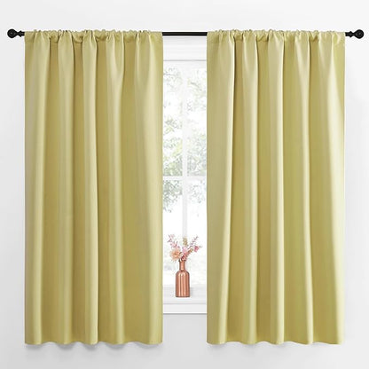 NICETOWN Blackout Curtains for Living Curtains, Paler Yellow, Set of 2, 52 by 63 Inch, Window Treatment Blackout Curtain Panels, Home Decor Thermal Insulated Solid Drapes for Bedroom