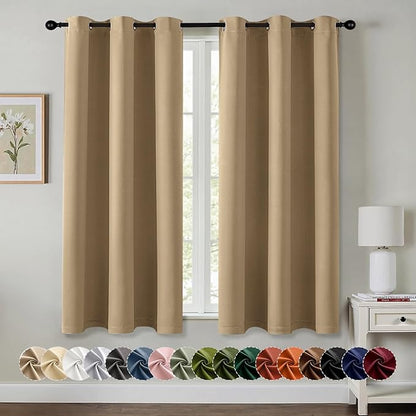 MIULEE Taupe Brown Blackout Curtains for Bedroom Living Room 45 Inches Long 2 Panels, Thermal Insulated Room Darkening Drapes Solid Grommet Noise Reduction Light Blocking Window Treatments 40x45 Inch