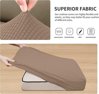 Easy-Going Stretch 3 Pieces Couch Cushion Covers for Sectional Sofa Left/Right L Shape Chaise Lounge Sofa Seat slipcover Anti-Slip Sofa Cover Soft (2 Seater + 1 Chaise, Camel)