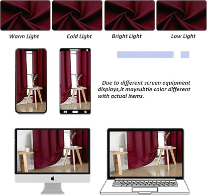 Simplebrand Ava Burgundy Blackout Curtains for Bedroom 63 Inch Length 2 Panels Set, Nursery Thermal Insulated Energy Saving Rod Pocket Window Treatment Curtains Blackout Drapes, W40 x L63 Inch