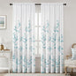 HOMEIDEAS Non-See-Through Teal and White Privacy Sheer Curtains 52 X 84 Inch Length 2 Panels, Leaf Floral Printed Light Filtering Semi Sheer Window Curtains Drapes for Bedroom Living Room