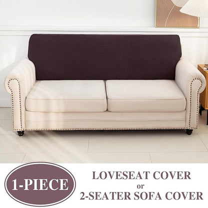 Couch Cushion Cover Loveseat Cover or 2 Seat Sofa Cover Washable Stretch Sectional Sofa Slipcover(1 Piece for Loveseat or Sofa 2-Seater, Brown)