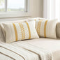 MIULEE Set of 2 Mustard Yellow Boho Decorative Lumbar Pillow Covers 12x20 Inch Farmhouse Rustic Couch Throw Pillows Modern Cotton Cushion Covers Retro Macrame Woven Spring Decor for Bed Sofa Chair