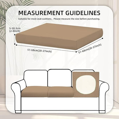 8Pcs Stretch Patio Cushion Covers,Outdoor Couch Covers Replacement,Outdoor Couch & Sofa Slipcovers,for Patio Furniture Cushion Covers,Washable Reusable Furniture Protector (Khaki, Cover Only)