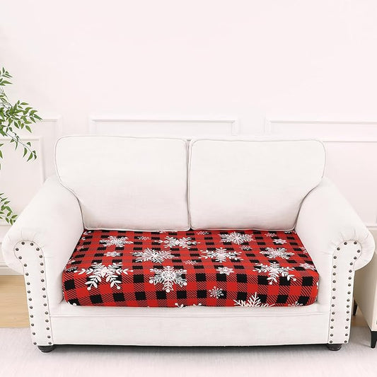 Smiry Printed Couch Cushion Covers, Stretch Soft Couch Covers for Sofa, Washable Non-Slip Sofa Slipcover Furniture Protector for Indoor and Outdoor (Medium, Burgundy)