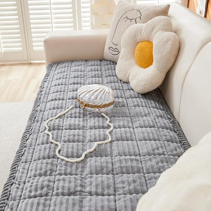 Couch Cover for Dogs Washable, Fuzzy Pet Couch Covers for 3 Cushion Sofa Pet Friendly, Non Slip Sofa Cover (Light Blue-Grey, 27.6" x 59"/70 x 150cm)