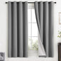 Yakamok Dove Grey 100% Blackout Curtains Grommet Window Treatments with 2 Thick Layers-Light Gray Room Darkening Thermal Insulated Drapes Set of 2 for Bedroom Living Room 52 Inches by 63 Inches length