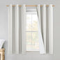 NICETOWN Linen Blackout Curtains for Kitchen, Ivory, 2 Panels, 34" Wide x 60" Long, Short Kitchen Burlap Linen 100% Blackout Drape Panels for Night Shift, Great Job for Blocking Light