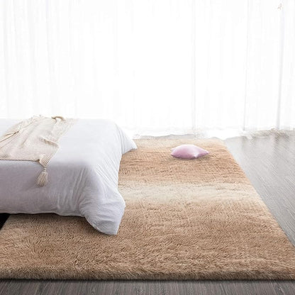 TWINNIS Super Soft Shaggy Rugs Fluffy Carpets, 6x9 Feet, Indoor Modern Plush Area Rugs for Living Room Bedroom Kids Room Nursery Home Decor, Upgrade Anti-Skid Rectangular Fuzzy Rug, Tan White