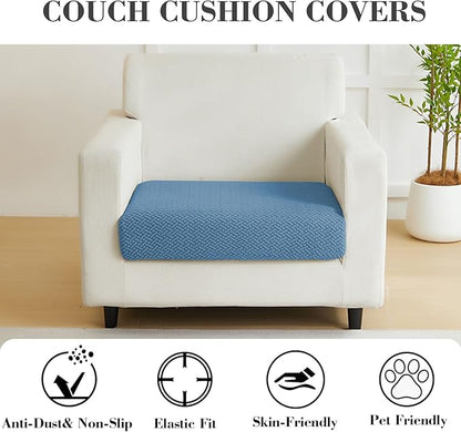 Sofa Covers Couch Covers for Sofa Pet Friendly Couch Cushion Covers Universal Sofa Covers Washable Stretch Slipcovers for Sectional Sofa (Texture Blue,Large Single Seat Cover)