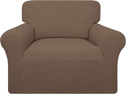 Easy-Going 100% Waterproof Chair Couch Cover, Dual Waterproof Sofa Cover, Stretch Jacquard Sofa Slipcover, Leakproof Furniture Protector for Kids, Pets, Dog and Cat (Chair, Brown)
