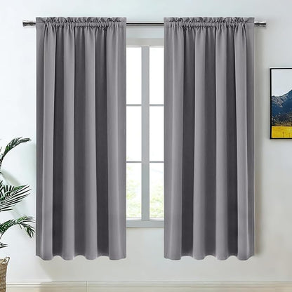 DWCN Blackout Window Curtain Panels, Light Blocking, Thermal Insulated, Energy Saving, Noise Reducing, Rod Pocket Top, Set of 2 (Width 42 Inch x Length 63 Inch, Grey)