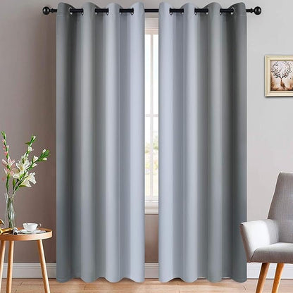 Yakamok Light Blocking Ombre Curtains, Greyish White and Grey Gradient Color Curtains, Room Darkening Grommet Window Drapes for Bedroom(52x90 Inch, Grey, 2 Panels)
