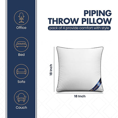 Utopia Bedding Throw Pillow Inserts (Pack of 6, White), 18 x 18 Inches Decorative Indoor Pillows for Sofa, Bed, Couch, Cushion Sham Stuffer