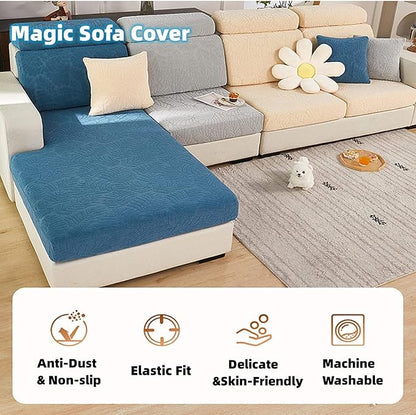 Couch Cushion Covers for Sofa Couch Covers Wear-Resistant Universal Sofa Cover Washable Stretch for Sectional Slipcovers (Texture-Blue,Extra Large Single Seat Cover)