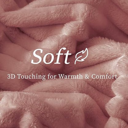 BEDELITE Twin Blanket for Couch & Bed, 300GSM Soft & Warm Fleece Blanket, Decorative and Giftable Striped Dusty Pink Blankets for Women, Men, 60"x80"