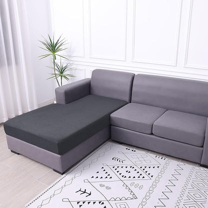 hyha Waterproof Sectional Couch Covers, Non Slip Sofa Couch Cushion Covers L Shape, Thick Stretch Jacquard Fabric, Washable Sofa Slipcovers with Elastic Bottom (1 Piece for Chaise XL, Grey)