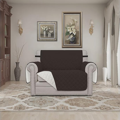 Easy-Going Oversized Chair Sofa Slipcover Reversible Sofa Cover Water Resistant Couch Cover Furniture Protector Cover with Elastic Straps for Pets Dog (Oversized Chair, Chocolate/Ivory)