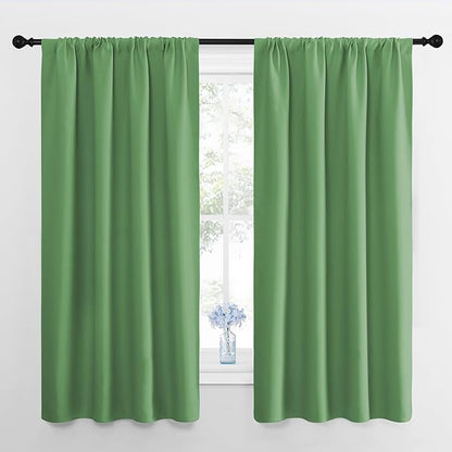 NICETOWN RV Blackout Curtains for Camper Windows, Froest Green, 29" Wide by 50" Long, 2 PCs, Short Blackout Curtains & Drapes, Thermal Insulated Blackout Curtain Panels for Kids Room, Play Room