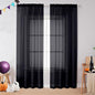 OVZME Black Sheer Curtains 78 Inches Long 2 Panels - Soft Light Filtering Window Sheer Panels for Living Room/Bedroom, Top Dual Rod Pocket, 1 Pair, Each 42Wx78L Inches