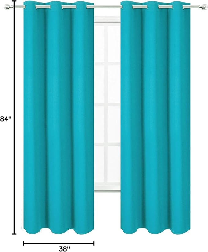 LEMOMO Teal Thermal Blackout Curtains/38 x 84 Inch/Set of 2 Panels Room Darkening Curtains for Bedroom