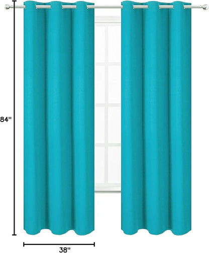 LEMOMO Teal Thermal Blackout Curtains/38 x 84 Inch/Set of 2 Panels Room Darkening Curtains for Bedroom