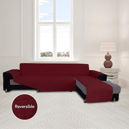 Easy-Going L Shape Sofa Slipcover Chaise Reversible Protector Cover for Pets Dog (X-Large, Christmas Red)