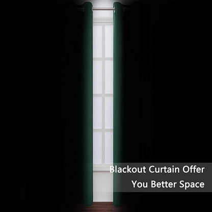 LEMOMO Blackout Curtains 52 x 45 inch/Green Curtains Set of 2 Panels/Thermal Insulated Room Darkening Bedroom Curtains