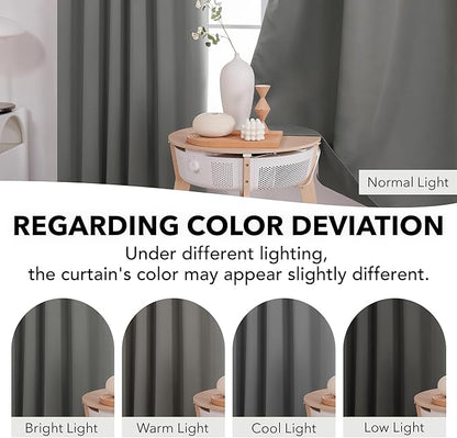 Deconovo Back Tab and Rod Pocket Curtains Blackout Shades Room Darkening Blinds Thermal Insulated Curtains for French Door 52Wx95L Inch Light Grey Set of 2