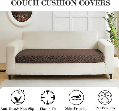 Couch Covers for 2 Cushion Sofa Pet Friendly Couch Cushion Covers Universal Sofa Covers Washable Stretch Slipcovers for Sectional Sofa (Texture Brown, Large Double Seat Cover)
