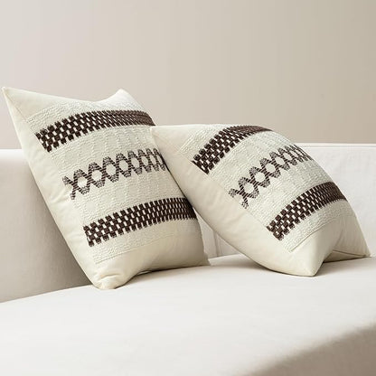 MIULEE Set of 2 Dark Brown Boho Decorative Pillow Covers 20x20 Inch Farmhouse Rustic Couch Throw Pillows Modern Spring Cotton Cushion Covers Retro Cute Macrame Woven Home Decor for Bed Sofa Chair