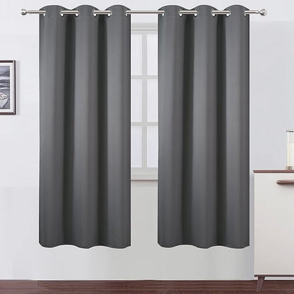 LEMOMO Grey Thermal Blackout Curtains/42 x 72 Inch/Set of 2 Panels Room Darkening Curtains for Bedroom
