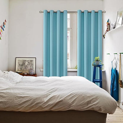 BGment Blackout Curtains - Grommet Thermal Insulated Room Darkening Bedroom and Living Room Curtains, Set of 2 Panels (52 x 84 Inch, Aqua)