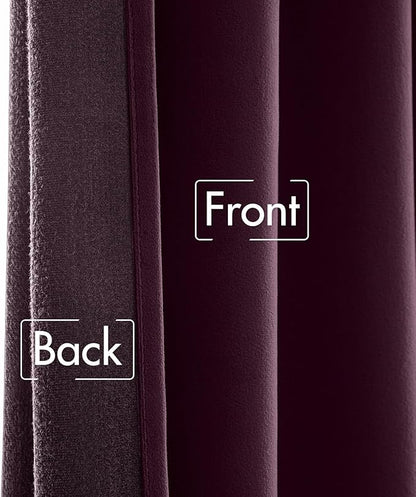 MIULEE Dark Purple Velvet Curtains 90 inches - Luxury Blackout Curtains for Bedroom Living Room Thermal Insulated Super Soft Window Drapes Rod Pocket & Back Tab, W52 x L90 inches, 2 Panels