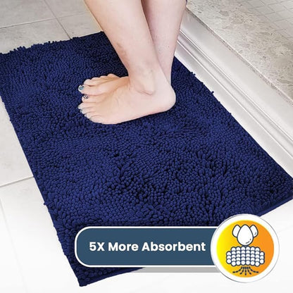 Muddy Mat® | Super Absorbent Door Mat Indoor, Microfiber Quick Dry Chenille Entryway Rug, Non-Slip Front Door Mat, Indoor Mats for Entryway, Machine Washable Pet Rug, Navy Blue Medium 30"X19"