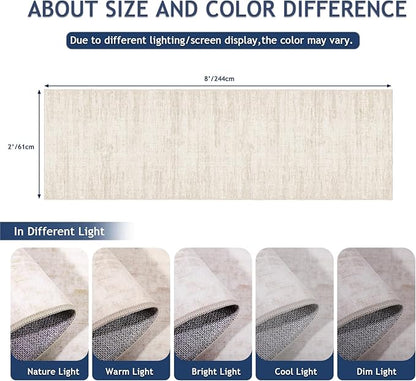 Runners for Hallways 2x8 Kitchen Runner Rugs，Modern Abstract Rug Runners for Entryway，Stain Resistant Washable Runner Rug Non-Slip 8ft Carpet Rug for Bedroom Living Laundry Room（Beige,2'x8'）