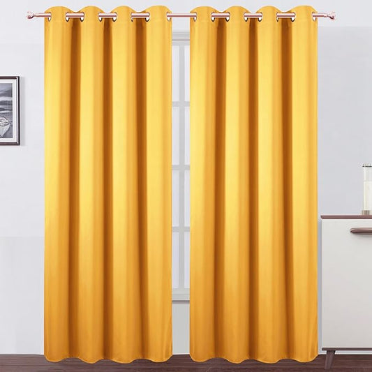 LEMOMO Blackout Curtains 52 x 120 Inch Long Yellow Curtains Set of 2 Panels Room Darkening Curtains for Bedroom and Living Room